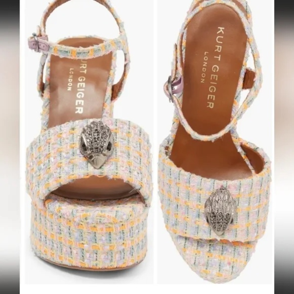 Kurt Geiger London Pastel Tweed Platform Sandals